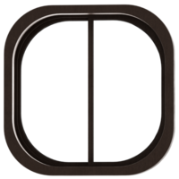 3d render rounded double window frame with transparent background png