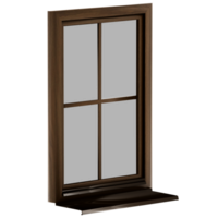 3d render wooden window vertical grid with transparent background png