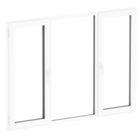 3d render triple window frame with transparent background png
