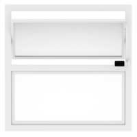3d render white frame awning window open with transparent background png