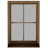 Render wooden window vertical grid with transparent background png