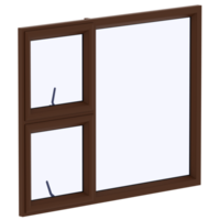 Render brown fixed awning window combo with transparent background png