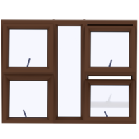 3d render brown glass awning windows open modern with transparent background png