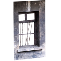 Render old rusty barred prison window with transparent background png