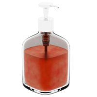 Render glass soap dispenser red liquid with transparent background png
