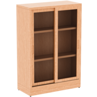3d render wooden display cabinet shelves with transparent background png