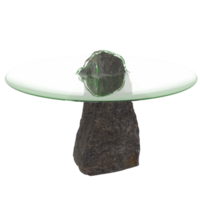 3d render stone base glass table with transparent background png