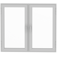 3d render double casement frosted window white with transparent background png