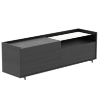 3d render modern black tv cabinet with transparent background png