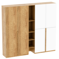 Render wooden and white cabinet with transparent background png