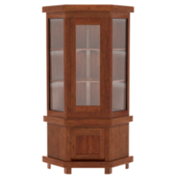 3d render wooden display cabinet with transparent background png