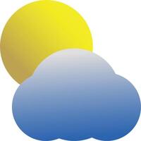 cloud and sun icon with color gradation vector