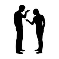 Silhouette of an angry and arguing couple vector