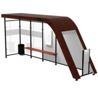 Render modern bus stop shelter with transparent background png