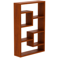 3d render modern wooden bookshelf geometric with transparent background png