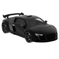 3d render black sports car realistic with transparent background png