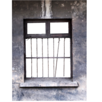 3d render old rusty barred prison window with transparent background png