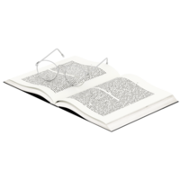 3d render open book glasses with transparent background png