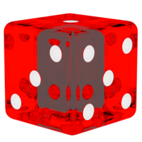 Render red dice game cube transparent with transparent background png