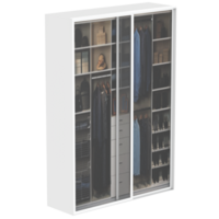 3d render wardrobe closet shelves drawers hanging clothes with transparent background png