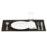 Render table setting plate glass with transparent background png