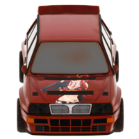 3d render red hatchback rally anime with transparent background png