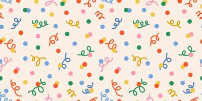Seamless pattern of confetti and dots on a light background. New year confetti white backdrop. Christmas background. Perfect for festive celebrations, ads, cards, and wrapping paper. Carnaval Party. vector