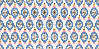 Seamless pattern with blue and pink Christmas ornaments with snowflake.New year joys. Traditional designs. Winter season background. Noel. Retro print for fabric, wrapping paper, fabric, or cards. vector