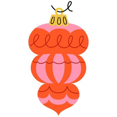 Festive Christmas ornament featuring a vibrant red and pink bauble with intricate patterns. Perfect for holiday decor, seasonal celebrations, and adding charm to Christmas trees. Festive arrangements.