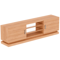 3d render wooden tv stand cabinet with transparent background png