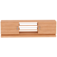 Render wooden tv stand cabinet with transparent background png