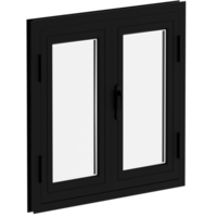 3d render modern black double casement window with transparent background png