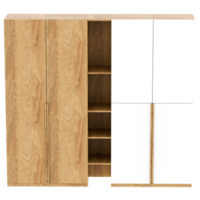 3d render wooden and white cabinet with transparent background png