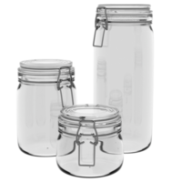 3d render glass jars storage kitchen with transparent background png