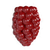 Red raspberry isolated on transparent 3d rendering png
