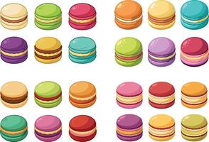 A set of different colored macarons vector