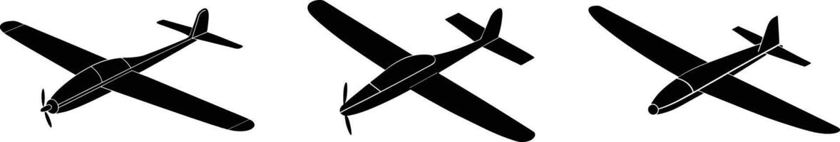 Three different planes are shown in black and white vector