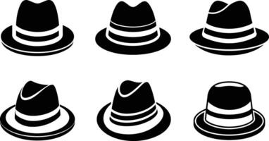 A set of hats in black and white vector