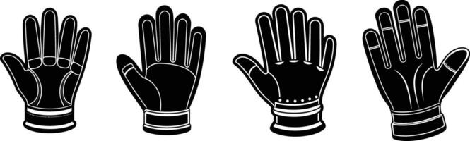 Four different gloves with different designs vector