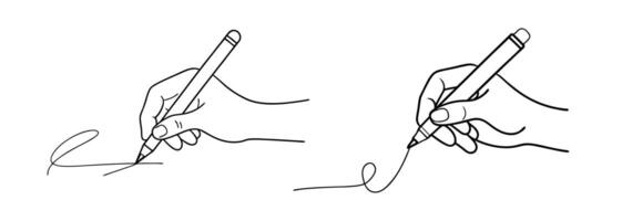 Drawing hands with pen and pencil vector