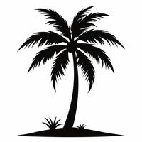 A palm tree silhouette isolated on white background. Flat style. vector