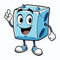 Kawaii ice cube character isolated on white background. Cartoon illustration. vector