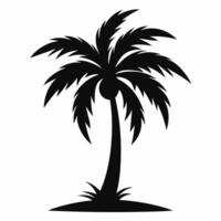 A palm tree silhouette isolated on white background. Flat style image vector