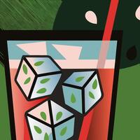 Drink With ice cubes illustration. vector