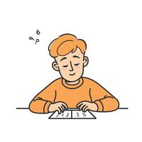 Focused Learning A Flat Design of a Child Studying vector