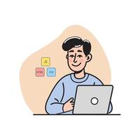 Flat Illustration of a Man Presenting About Programming vector