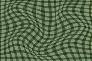 simple abstract light deep ancient color line plaid check tartan gingham wavy line pattern that can be used as a background or texture warped green checkered grid illusion vector