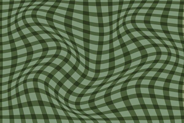 simple abstract light deep ancient color line plaid check tartan gingham wavy line pattern that can be used as a background or texture warped green checkered grid illusion