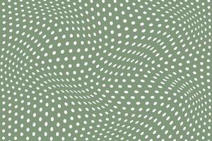 simple abstract white color small polka dot wavy distort pattern on ancient color background wavy dot grid optical illusion in sage green vector