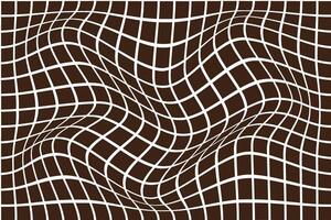 simple abstract dark brown color square box wavy pattern warped grid illusion vector